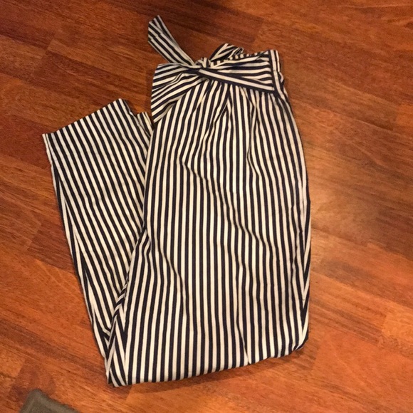 Zara Pants - Tie striped paper bag pants